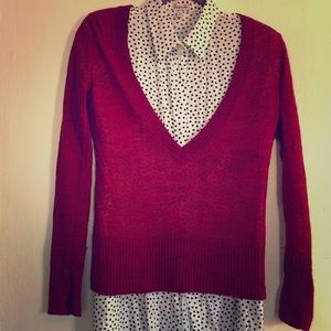 Burgundy Merino/ Alpaca /Mohair Deep V sweater